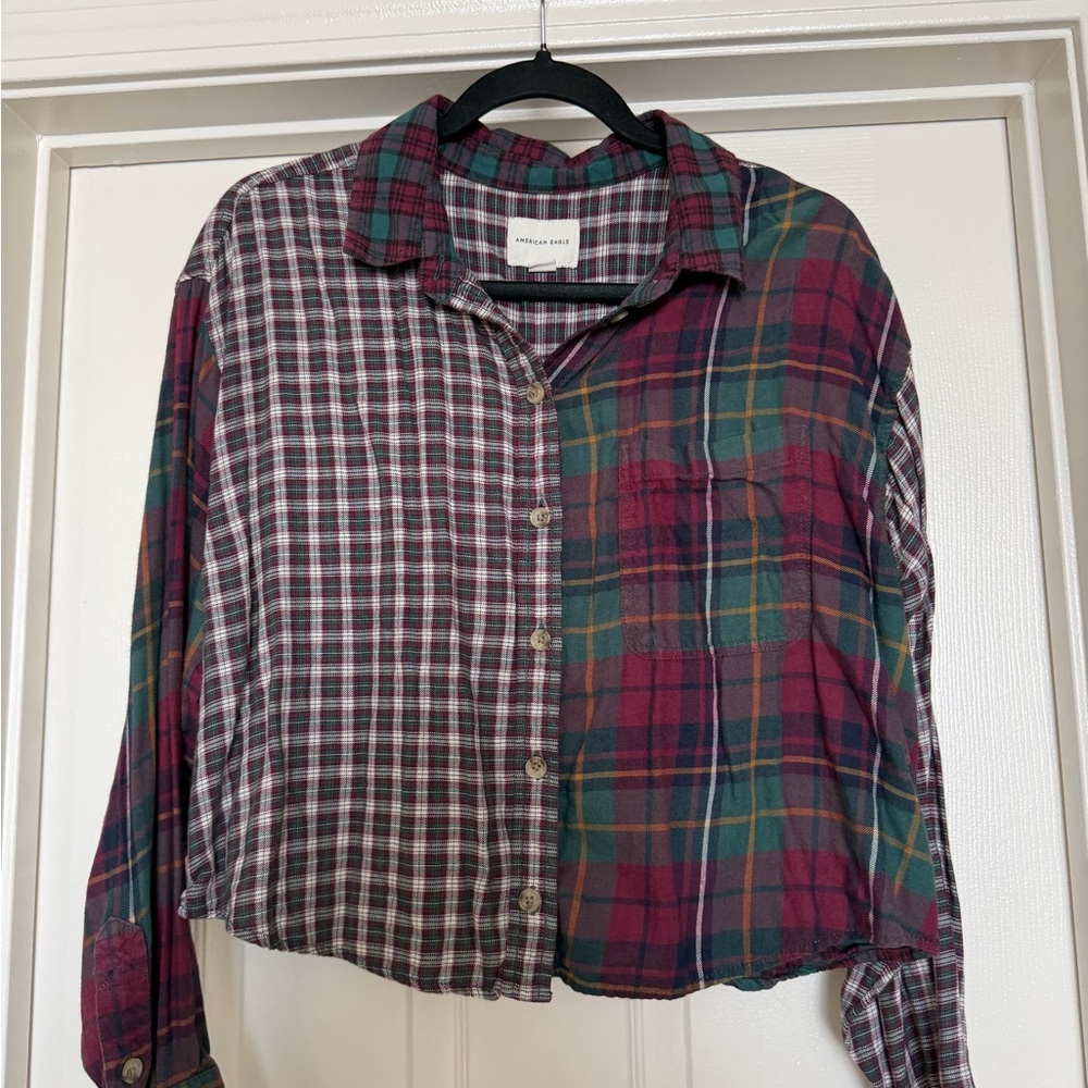 Multi Pattern Cropped Flannel